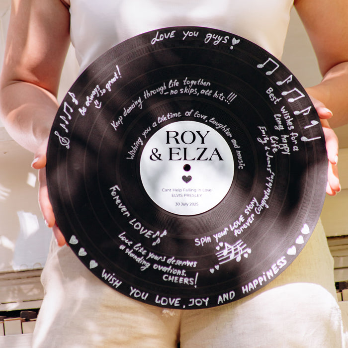 Reсord Guest Book Cover with Player Box, Guestbook and Coasters