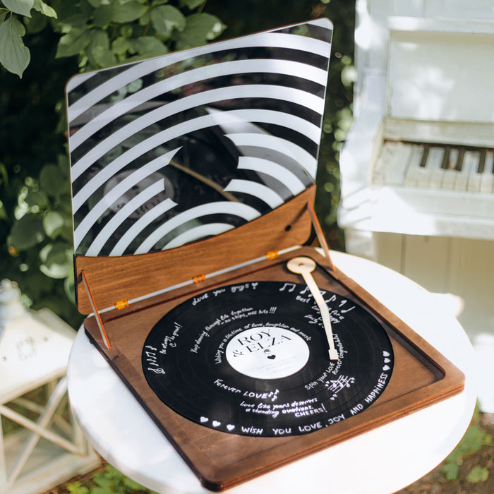 Reсord Guest Book Cover with Player Box, Guestbook and Coasters