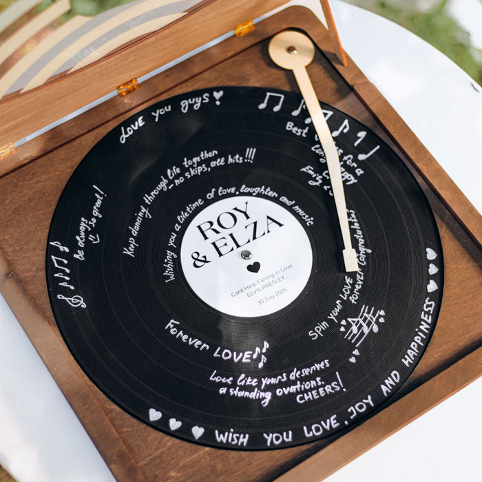 Reсord Guest Book Cover with Player Box, Guestbook and Coasters
