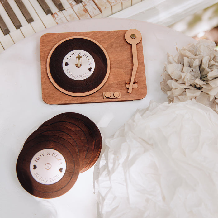 Reсord Guest Book Cover with Player Box, Guestbook and Coasters