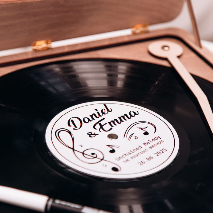 Vynil Reсord Guest Book Cover with Player Box, Guestbook and Coasters