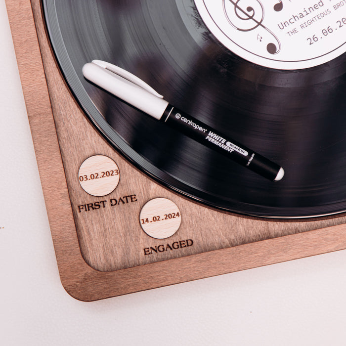 Vynil Reсord Guest Book Cover with Player Box, Guestbook and Coasters