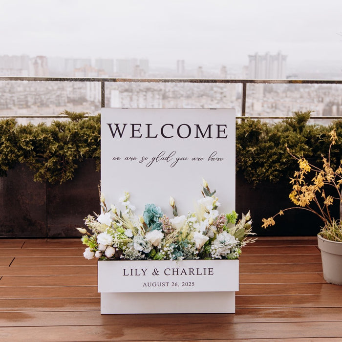 Flower Wedding Welcome Sign, Floral Box Welcome Sign - Wedding by Eli