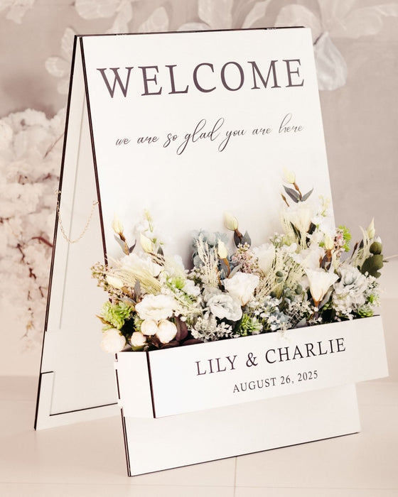Flower Wedding Welcome Sign, Floral Box Welcome Sign - Wedding by Eli