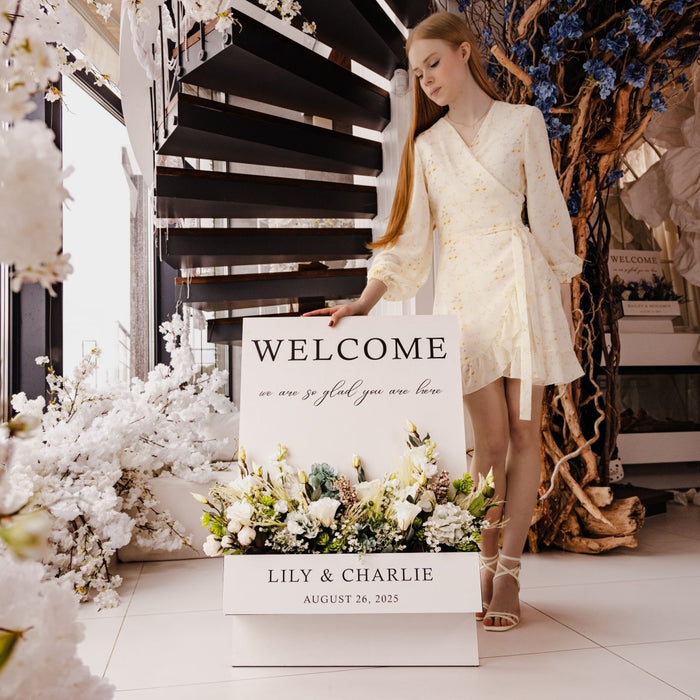 Flower Wedding Welcome Sign, Floral Box Welcome Sign - Wedding by Eli