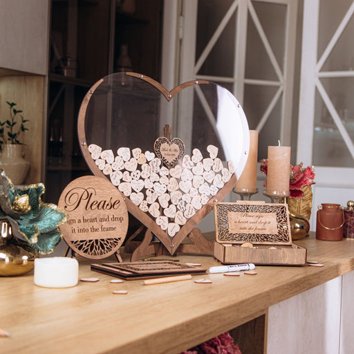 Heart Wedding Guest Book Alternative Acrylic Drop Box - Set B - Wedding by Eli
