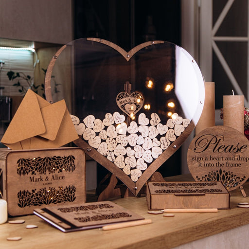 Heart Wedding Guest Book Alternative Drop Box - Set A - Wedding by Eli