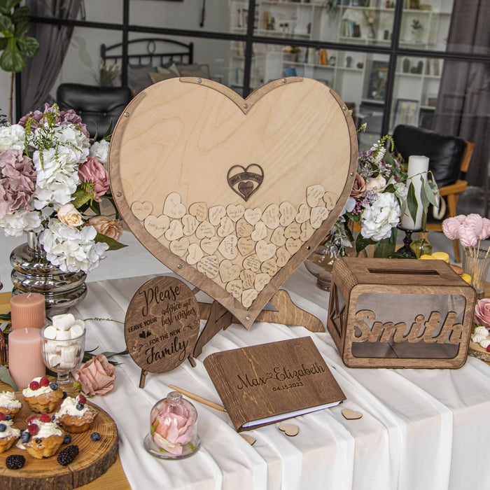 Personalized Hearts Wedding Guest Book Alternative in Colors - Wedding by Eli